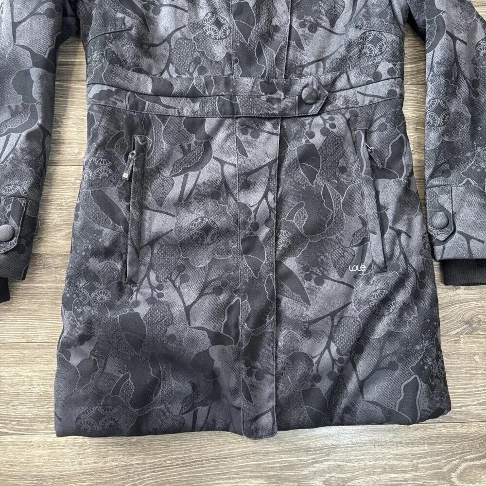 LOLE Insulated Waterproof Winter Parka Jacket Coat Womens M Black Floral flowers - Picture 5 of 16